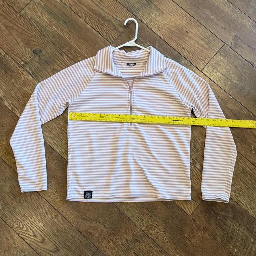 Oiselle Striped Pink and White Quarter-Zip  - Medium
